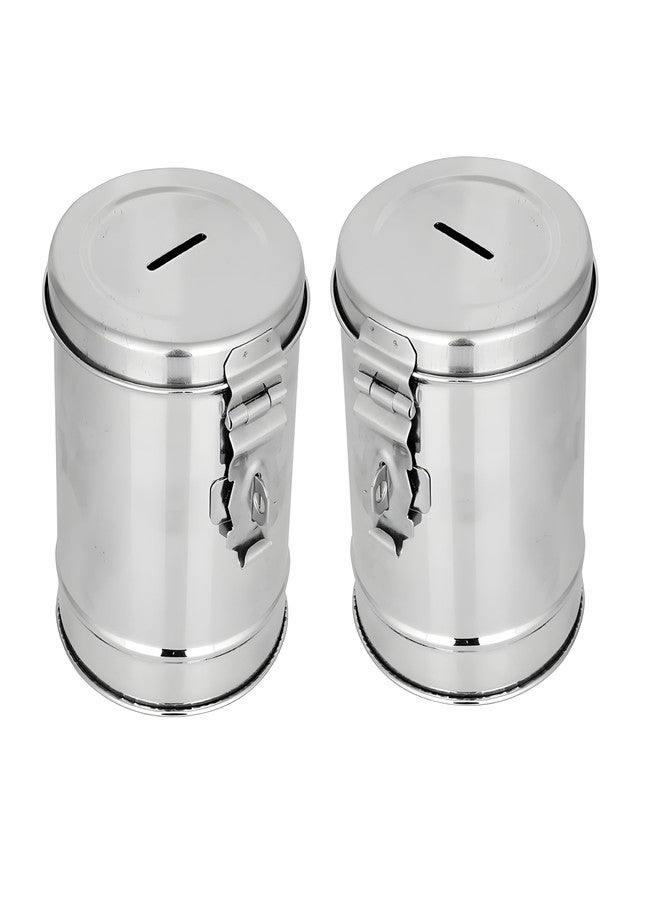 Standify Money Box, Stainless Steel, Home & Office, Steel, 1500-ML, 12.5x15x12.5 cm, Classic Style, 384g, Set of 2 - Image 1